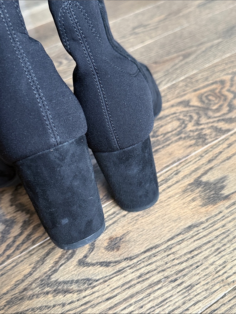 Stuart Weitzman Black Suede Over-the-Knee Block Heel Boots - Picture 8 of 10